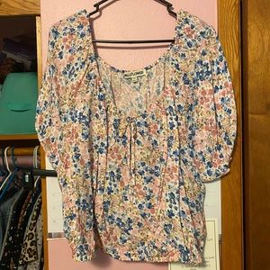 Blue & Pink Floral 2 Piece Top & Shorts 3x